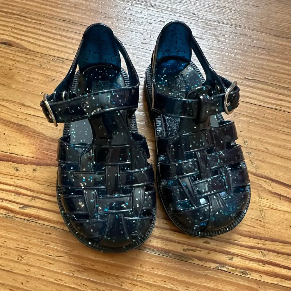 NWOT‎ Gap dark blue glitter sparker bucket jelly sandals SIZE 5